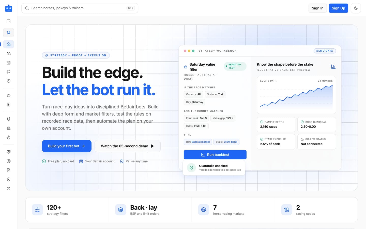 Robo Punter website, desktop view